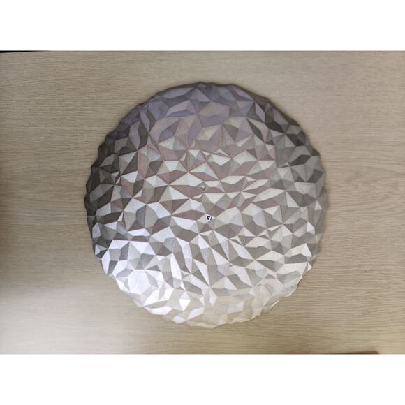 GLASS DECORATIVE DISH-Green Turquoise-Mosaic Pattern-Silver Back-12.5" Diameter - Picture 9 of 10